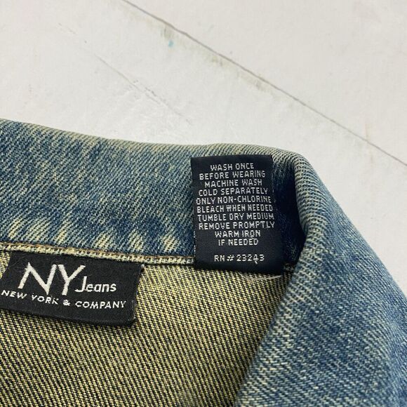 NY Jeans Denim Medium Wash Cotton Button Down Jean Jacket Woman's Medium Y2K - Picture 4 of 11